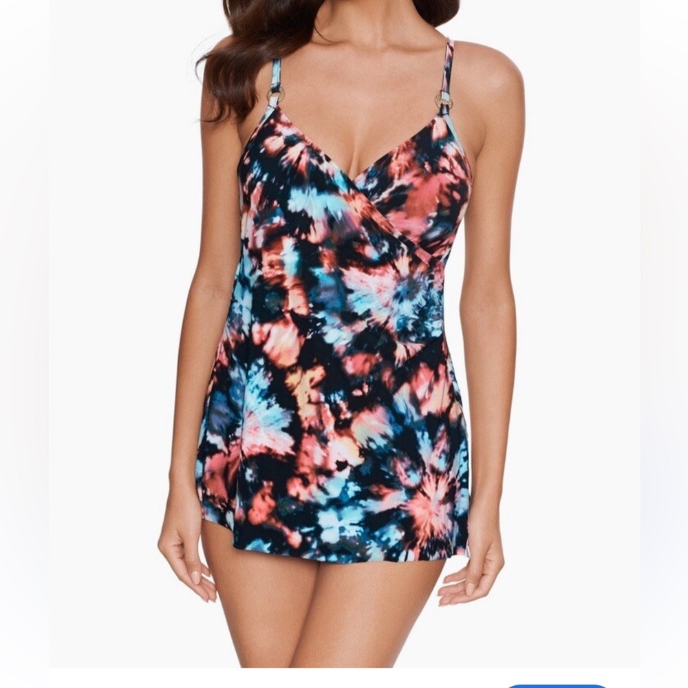 Magicsuit Pink and Green Asymmetrical swimsuit